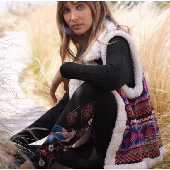 Johnny Was Vest Women Small Yuya Sherpa Alpaca Blend Aztec Boho Print Jacket NWT - Picture 15 of 15
